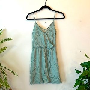 Mini Green Dress with Sheer/Lace Paneling